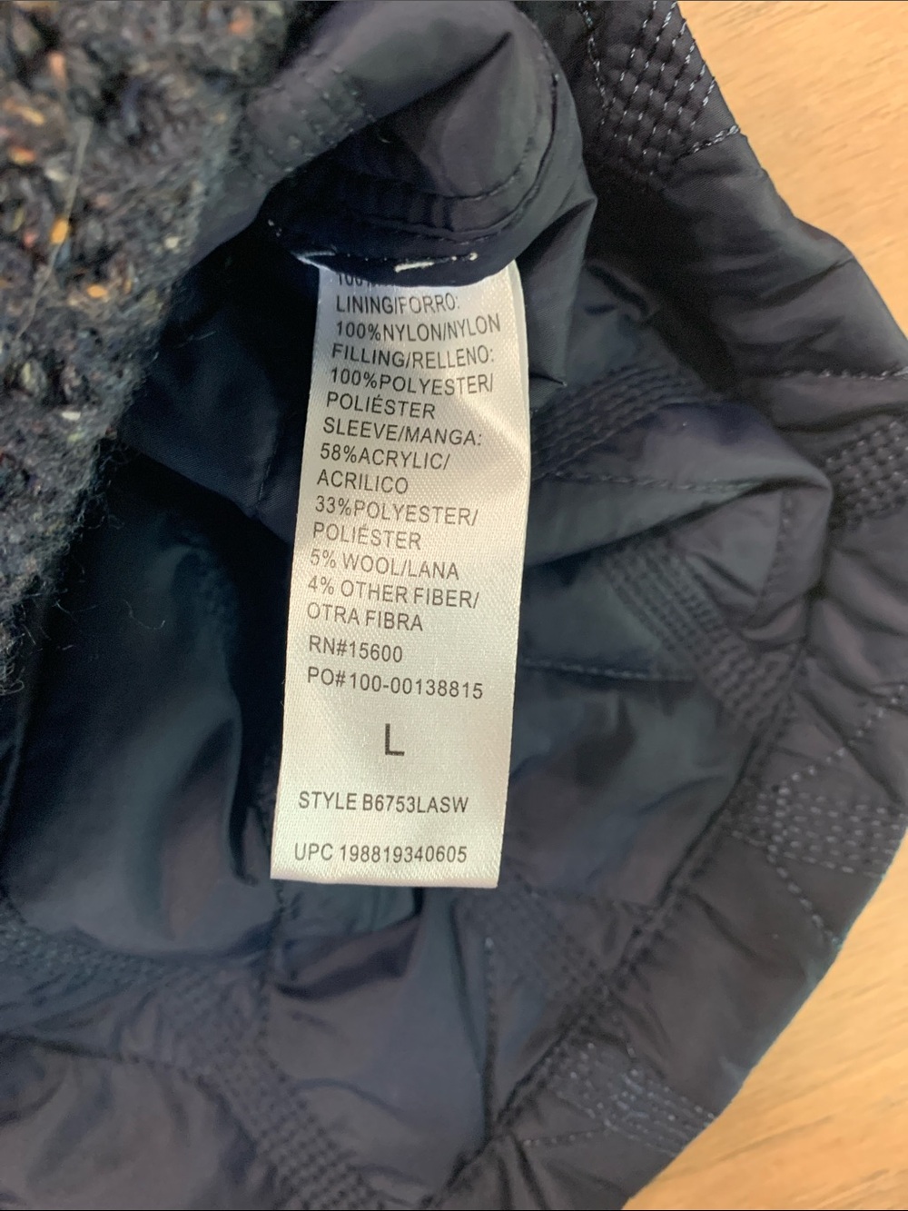 NWT Democracy Mixed-Media Stand Collar Quilted Vest/Jacket Size Large - Picture 5 of 13